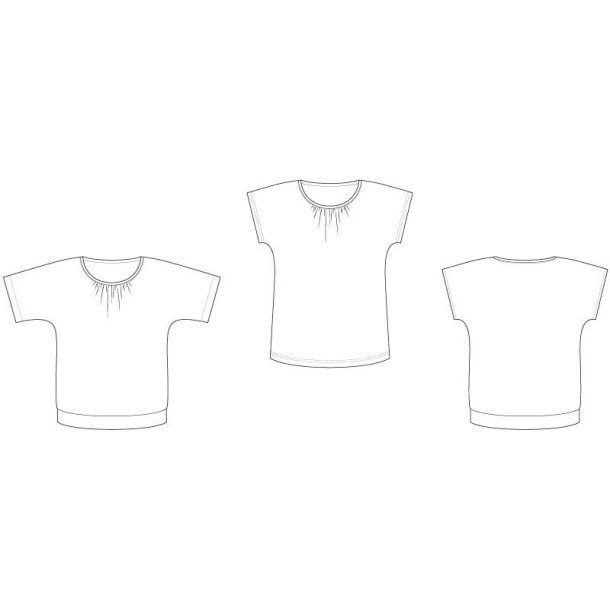 Snitmnster - Line2Line - B1275 Bluse med vingerme, rynk og rib