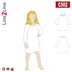 Snitmnster - Line2Line - C502 Raglan kjole med elastik, brn