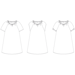 Snitmnster - Line2Line - C502 Raglan kjole med elastik, brn