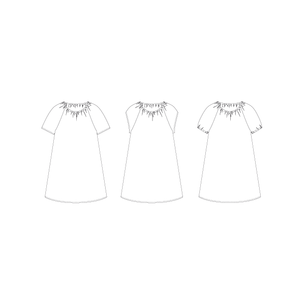 Snitmnster - Line2Line - C502 Raglan kjole med elastik, brn