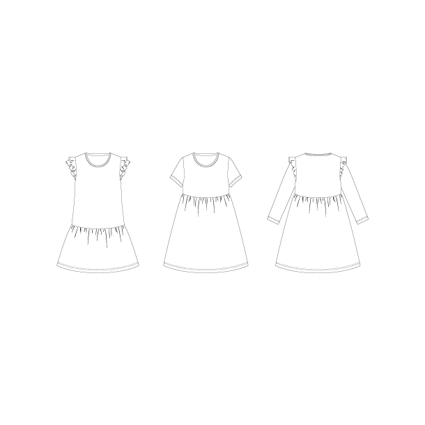 Snitmnster - Line2Line - C503 Kjole med flser, brn