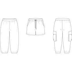 Snitmnster - Line2Line - C508 Cargobukser med elastik, brn