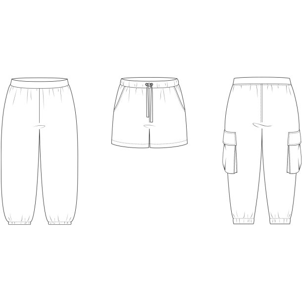 Snitmnster - Line2Line - C508 Cargobukser med elastik, brn