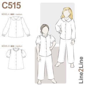 Snitmnster - Line2Line - C515 Skjorte med pufrmer og krave 