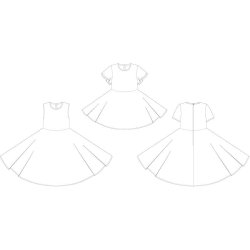 Snitmnster - Line2Line - C517 Kjole med meget vidde