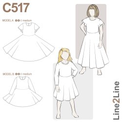 Snitmnster - Line2Line - C517 Kjole med meget vidde