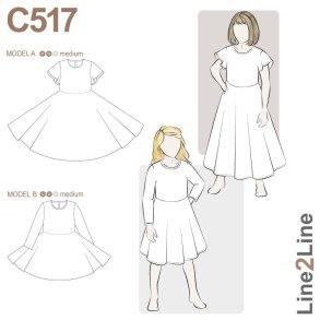 Snitmnster - Line2Line - C517 Kjole med meget vidde