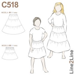 Snitm�mster - Line2Line - C518 Fl�senederdel med elastik i taljen