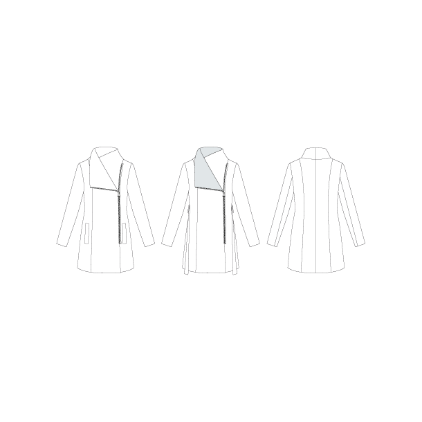 Snitmnster - Line2Line - J451 Frakke med stor krave