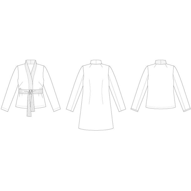 Line2Line - J471 Vatteret jakke med kimonokrave og bnd