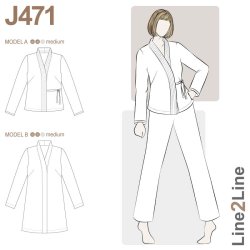 Line2Line - J471 Vatteret jakke med kimonokrave og bnd