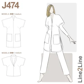 Snitmnster - Line2Line - J474 Ls vest med vingermer og sjalskrave