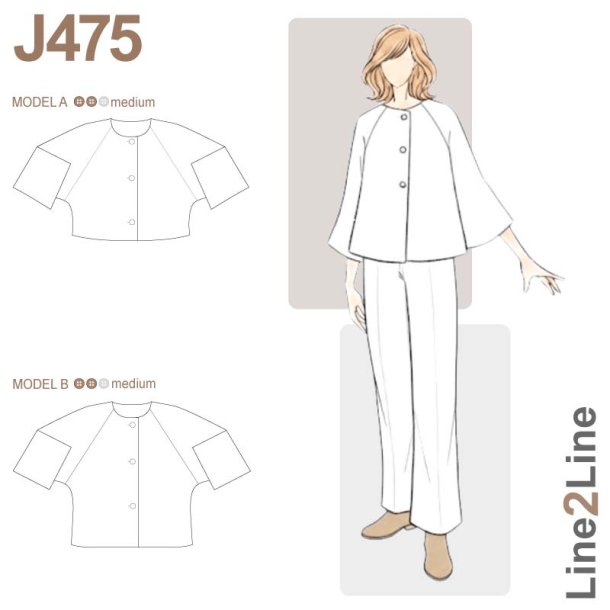 Snitm�nster - Line2Line -  J475 L�s jakke med raglan�rmer