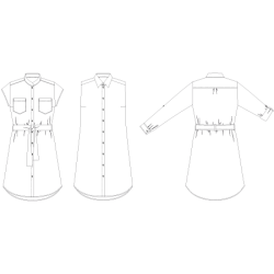 Snitmnster - Line2Line - K2233 Skjortekjole med lomme og blte