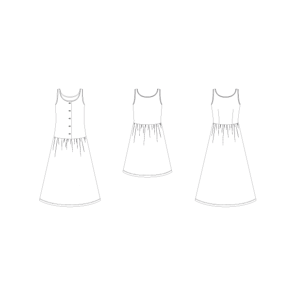 Line2Line - K2251 Tank top kjole med rynk