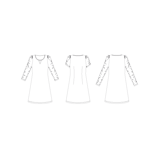 Snitmnster - Line2Line K2261 Kjole med rynket pufrme