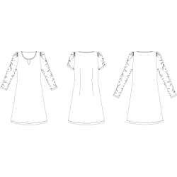 Snitmnster - Line2Line -  K2261 Kjole med rynket pufrme