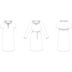 Snitmnster - K2262 Raglan kjole med rynk og elastik