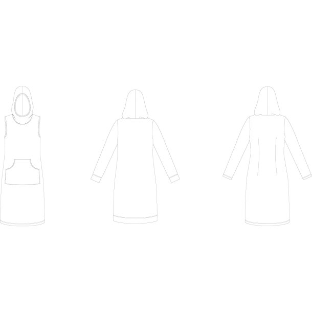 Snitmnster - Line2Line - K2271 Httekjole med kngurulomme