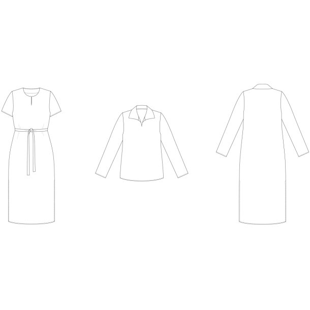 Snitmnster - Line2Line - K2272 Kaftan med krave og slidser