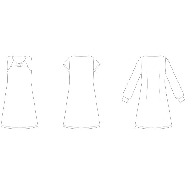 Snitmnster - Line2Line - K2273 Kjole med knudeeffekt og vidde