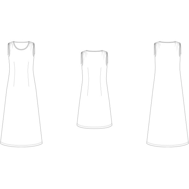 Snitmnster -  Line2Line - K2275 Kjole med rynkeeffekt p skulderen