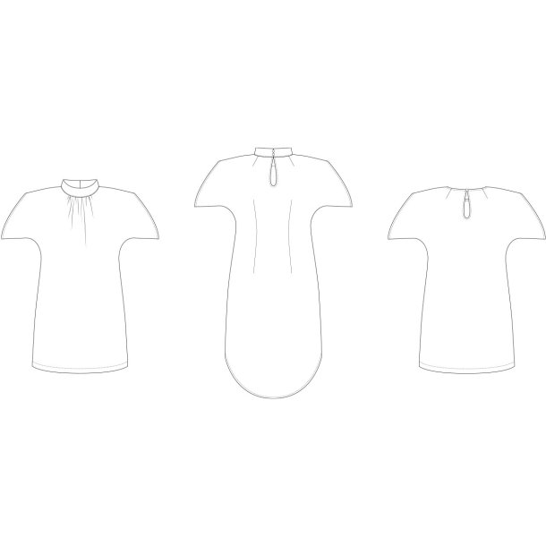 Snitmnster - Line2Line - K2278 Flagermuskjole med rynk og krave