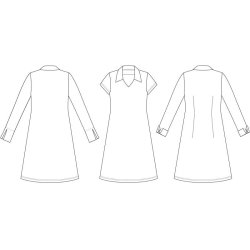 Snitmnster - Line2Line - K2280 Kjole med V-hals, krave og rmeslidser