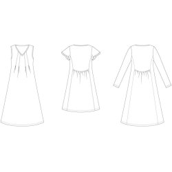 Snitmnster - Line2Line K2281 - Kjole med lg foran og rynker bagp