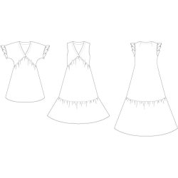 Snitmnster - Line2Line - K2282 Empirekjole med rynk og rmeflser