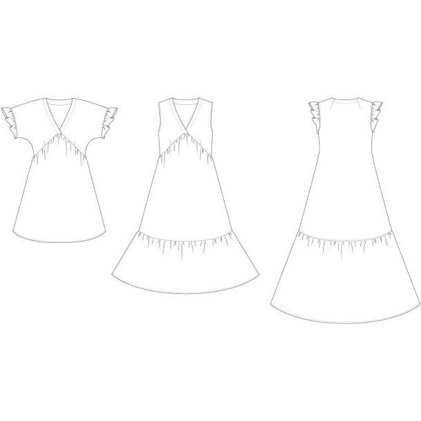 Snitmnster - Line2Line - K2282 Empirekjole med rynk og rmeflser