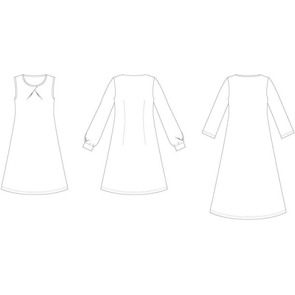 Snitmnster - Line2Line - K2283 Kjole med tulipan lg i hals og p rme