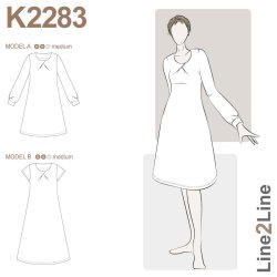 Snitmnster - Line2Line - K2283 Kjole med tulipan lg i hals og p rme