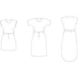 Snitmnster - Line2Line - K2288 Kjole med bindebnd og flagermusrme