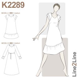 Snitm�nster - Line2Line - K2289 Raglankjole med puf�rmer og v-hals