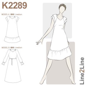 Snitm�nster - Line2Line - K2289 Raglankjole med puf�rmer og v-hals