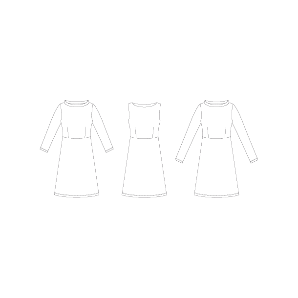 Snitmnster - Line2Line K266 Taljeskret kjole med bdhals