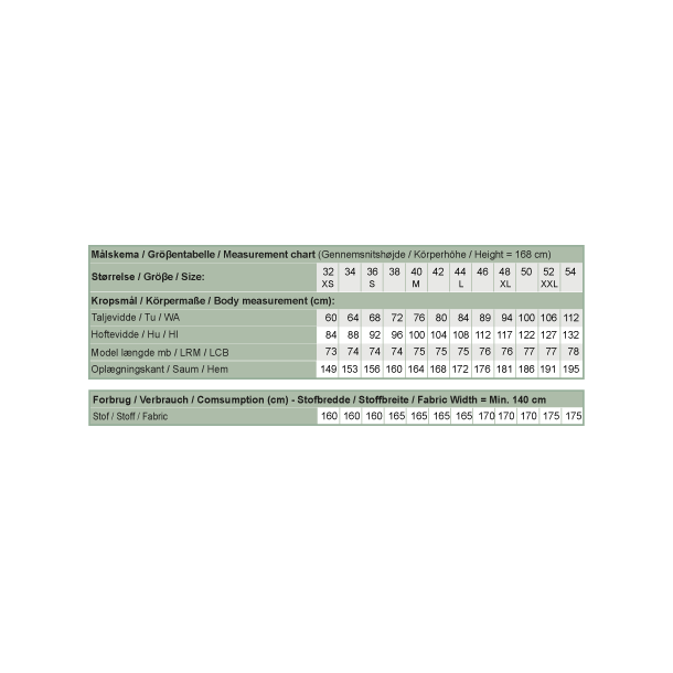Snitmnster - Line2Line - N327 Nederdel med A-facon og udvendig elastik