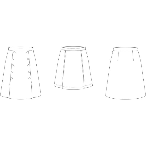 Snitmnster - Line2Line - N336 Nederdel med to lg og lynlse