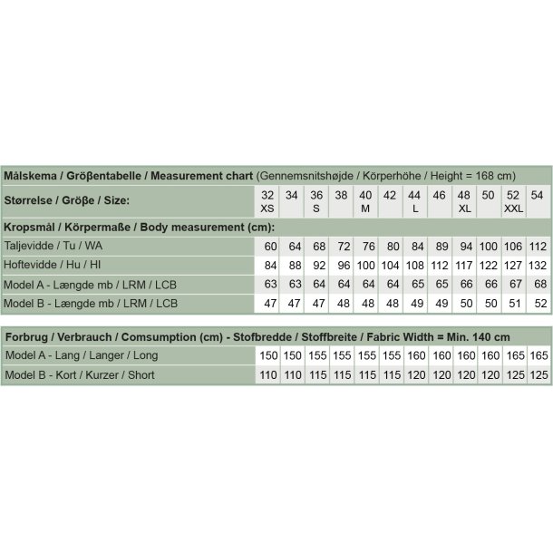 Snitmnster - Line2Line - N336 Nederdel med to lg og lynlse