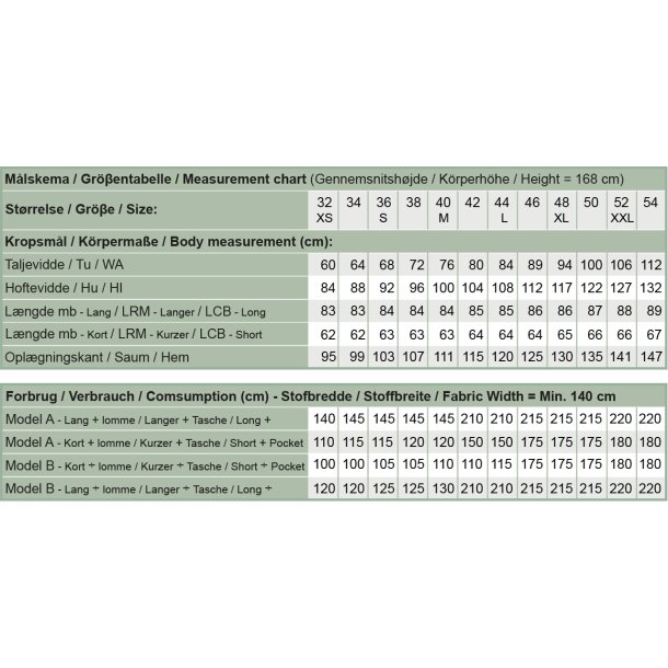 Snitmnster - Line2Line - N337 Cargonederdel med psatte lommer