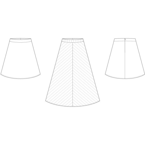Snitmnster - Line2Line - N338 Nederdel med vidde og faconsyet linning