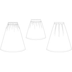 Snitmnster - Line2Line - N340 Nederdel med wienerlg eller rynker