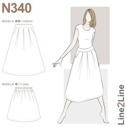 Snitmnster - Line2Line - N340 Nederdel med wienerlg eller rynker