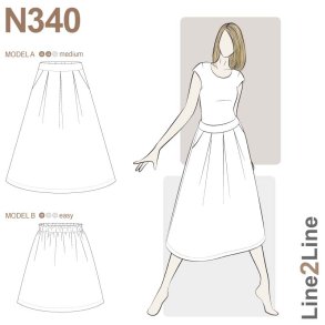 Snitmnster - Line2Line - N340 Nederdel med wienerlg eller rynker