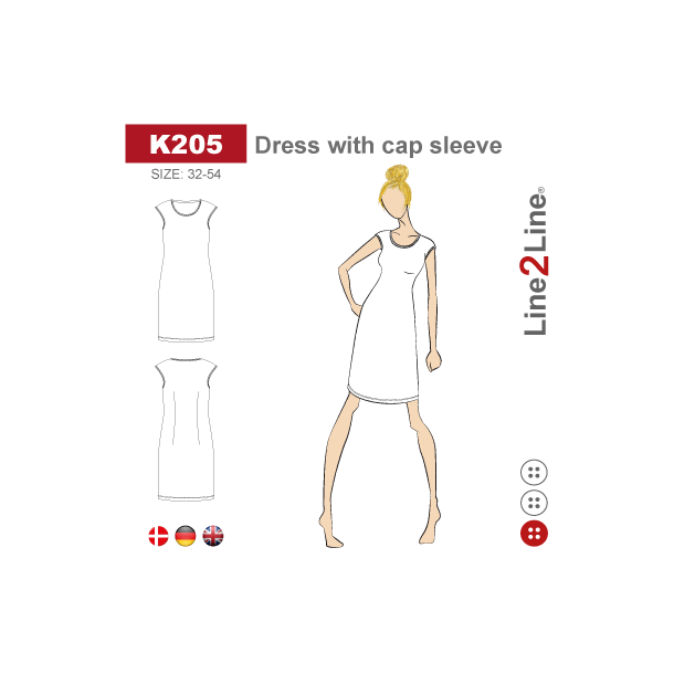 Snitmnster - Line2Line - K205 Kjole med lille vingerme