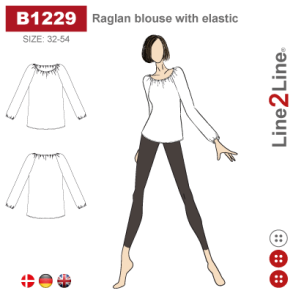 Snitmnster - Line2Line - B1229 Raglan bluse med elastik