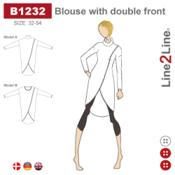 Snitmnster - Line2Line - B1232 Bluse med dobbelt forstykke