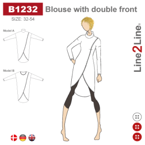 Snitmnster - Line2Line - B1232 Bluse med dobbelt forstykke
