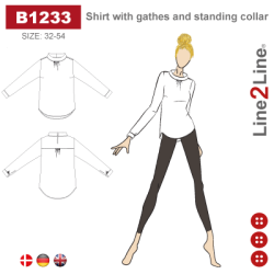 Snitmnster - Line2Line - B1233 Skjorte med rynker og stkrave